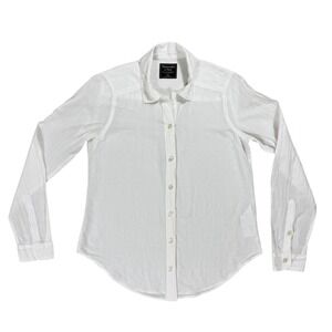 XS White Gauze Cotton Blend Button Down Long Sleeve Shirt Beach Costal Cowgirl